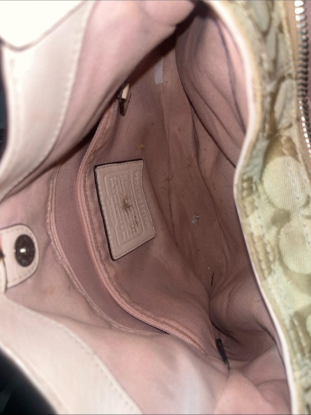 Coach Signature Soho Hobo bag featuring khaki monogram canvas and ivory leather - Picture 10 of 13